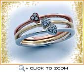Triple hued ring studded with blue diamonds