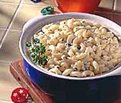 Macaroni with cheese sauce