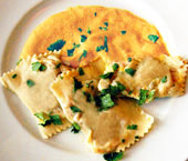 Ravioli with cream sauce