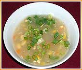 Sweet corn and vegetable soup